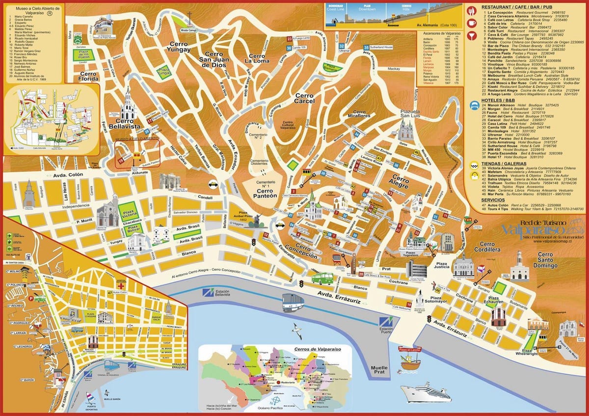 ტურისტული რუკა valparaiso ჩილე