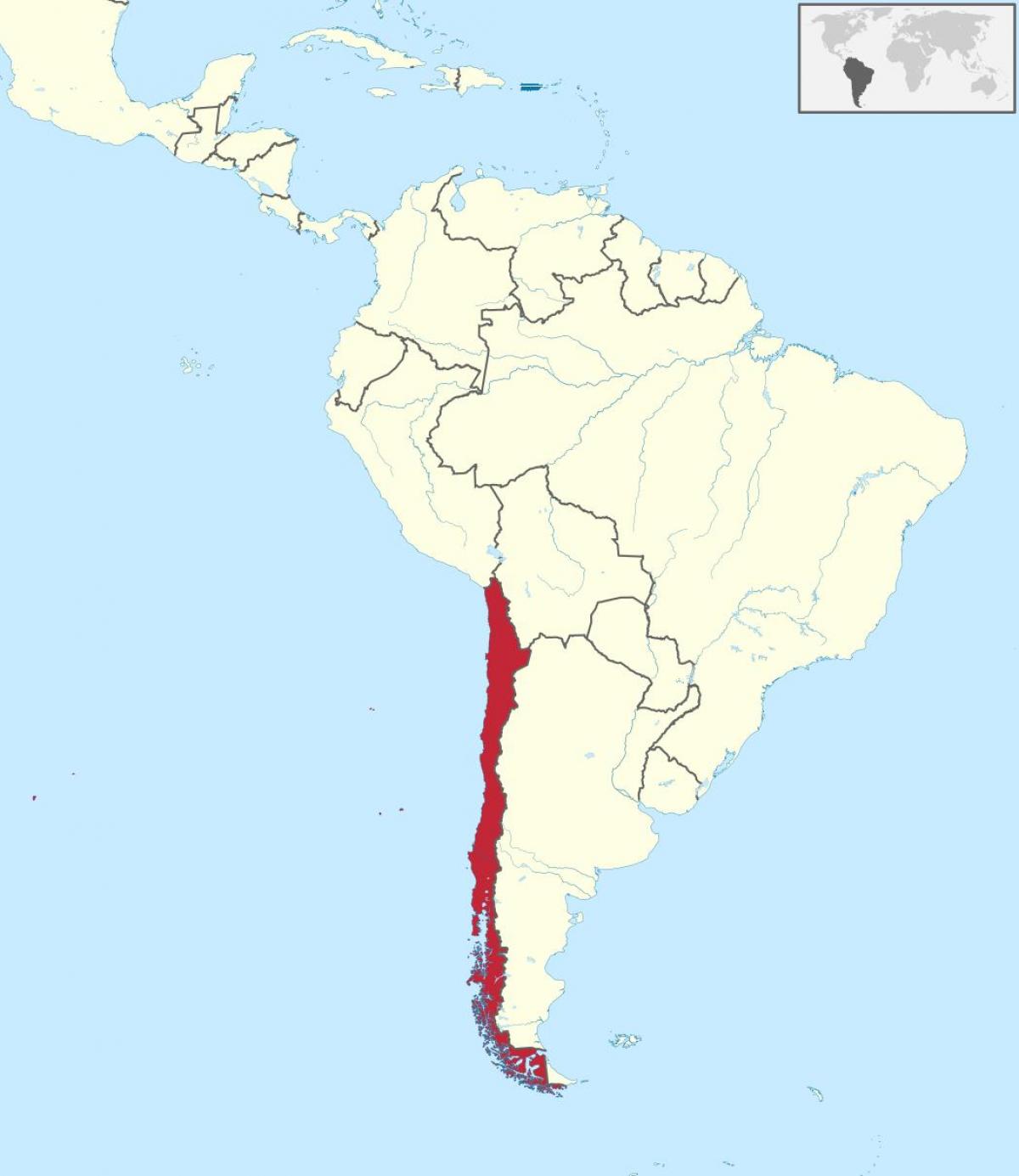 ჩილეს სამხრეთ ამერიკის რუკა